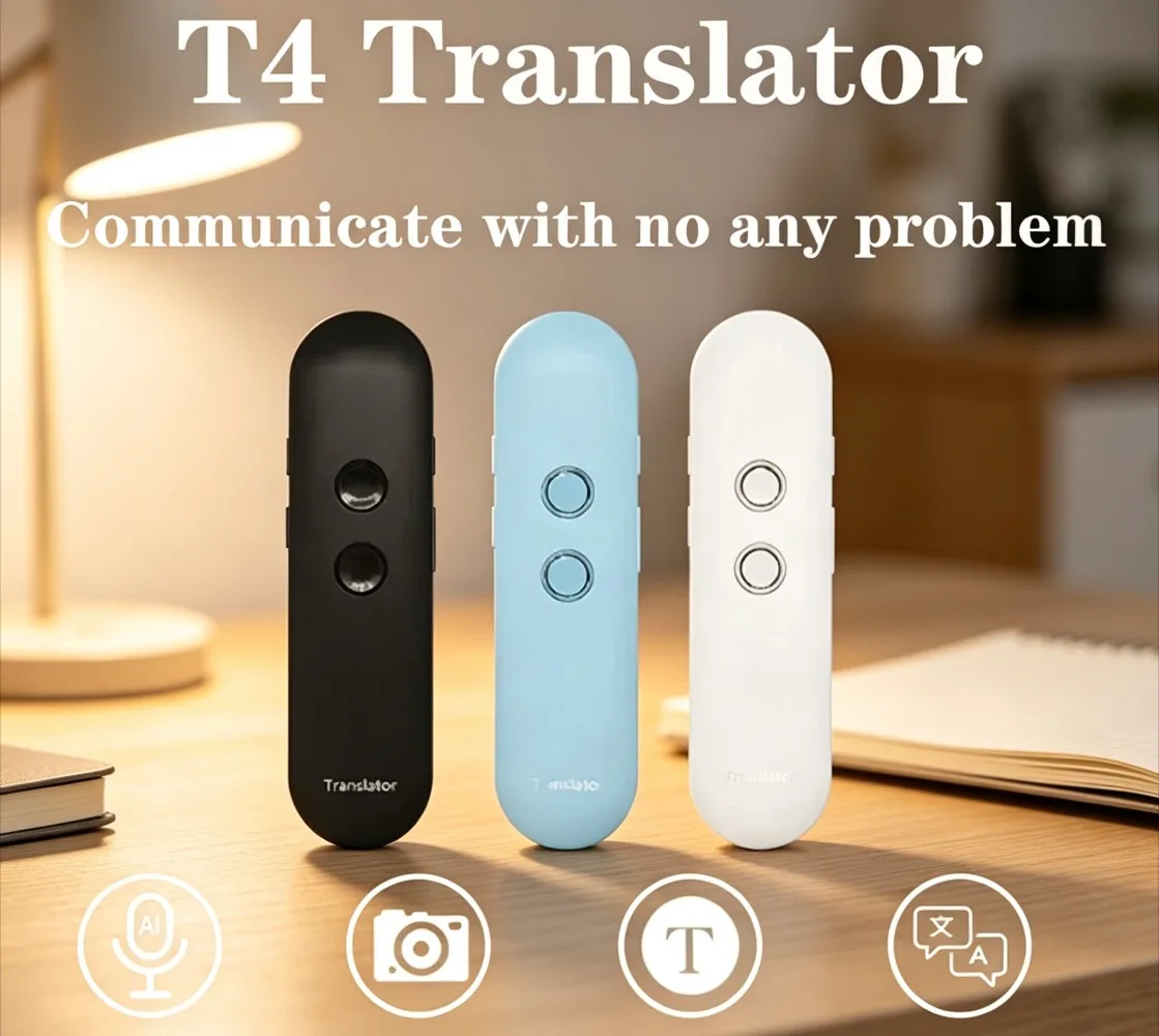 NEW T4 Portable Wireless Smart 2-Way Real-Time Instant Voice Translator Bluetooth APP 40 Languages Multi-Language