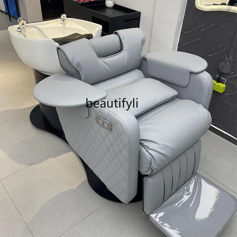 Lifting Rotating Electric Shampoo Chair Barber Shop Hairdressing Flushing Bed Multi-Functional Integrated Bed Silicone Pillow