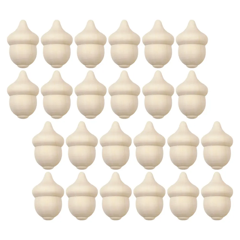 

24pcs Wooden Acorn Blank Unfinished Natural Wood Acorns Lifelike Artificial Crafts Diy Home Decor Painting Toys Kids Rustic