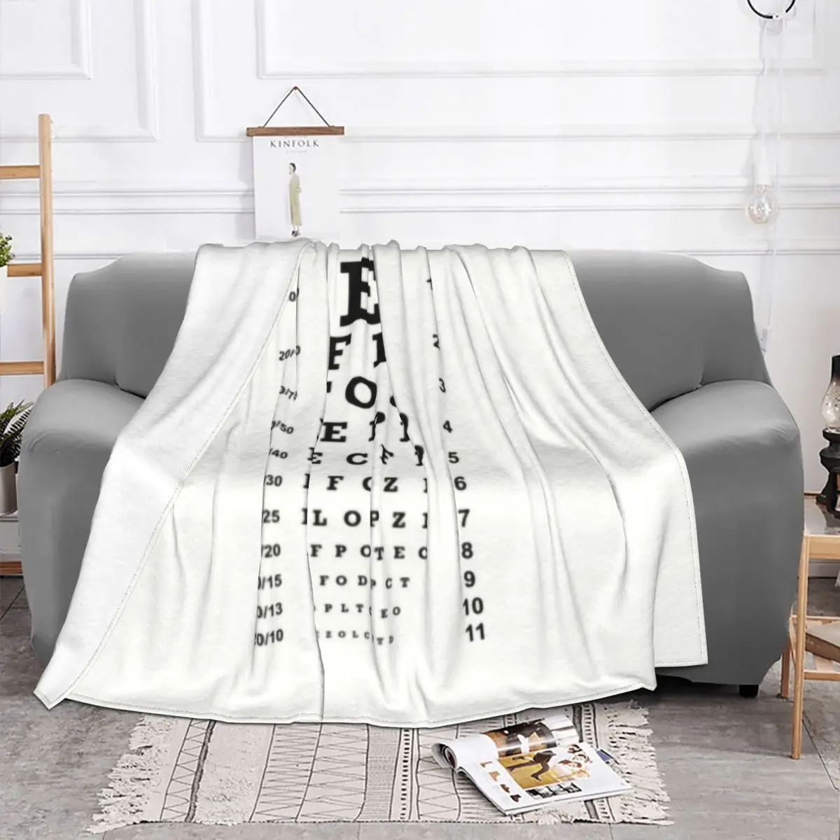 3D Print Optician Glasses Gift Blankets Breathable Soft Flannel Autumn Eye Chart Throw Blanket for Sofa Car Bedroom