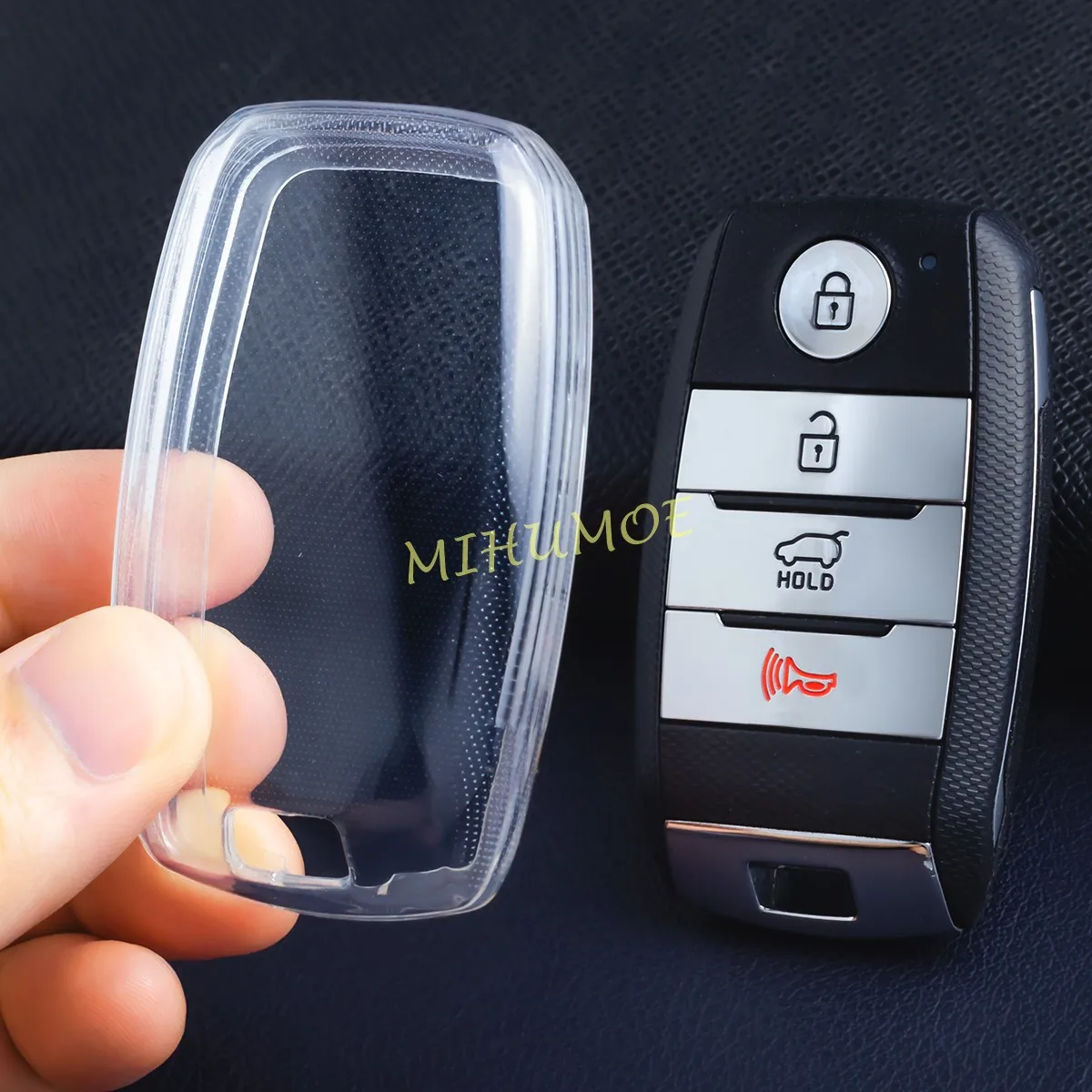 Zwart Transparant Autosleutelzakje Case Cover Sleutelhanger Voor Kia Optima Soul Sportage Grand Sorento Niro Sedona Carnaval Accessoires