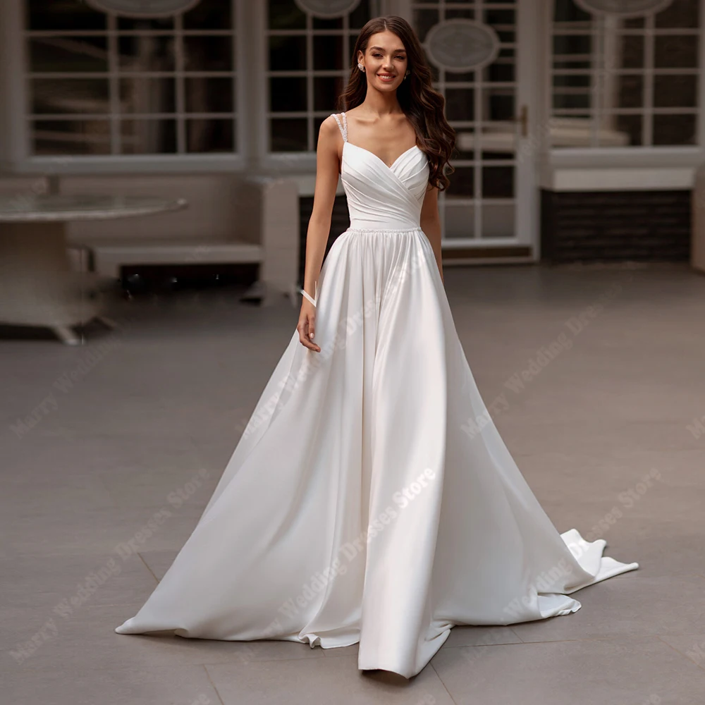 

Fascinating Women Wedding Dresses Sweetheart Collar A-Line Bridal Gown Sexy Backless Sleeveless Ball Robe De Mariée Customized