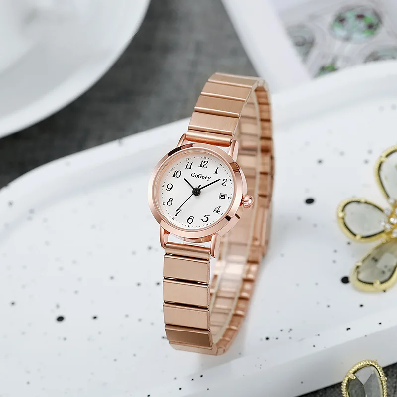 Luxury Rose Gold นาฬิกาสแตนเลสผู้หญิงคลาสสิกรอบ Dial นาฬิกาควอตซ์ผู้หญิงธุรกิจนาฬิกาข้อมือ reloj mujer