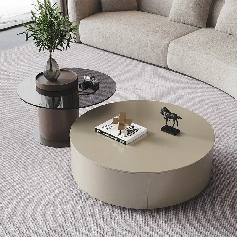 Designer Coffee Table Nesting Neat Round Mobile Luxury Center Tables Living Room Balcony Orta Sehpa Room Furniture image 4