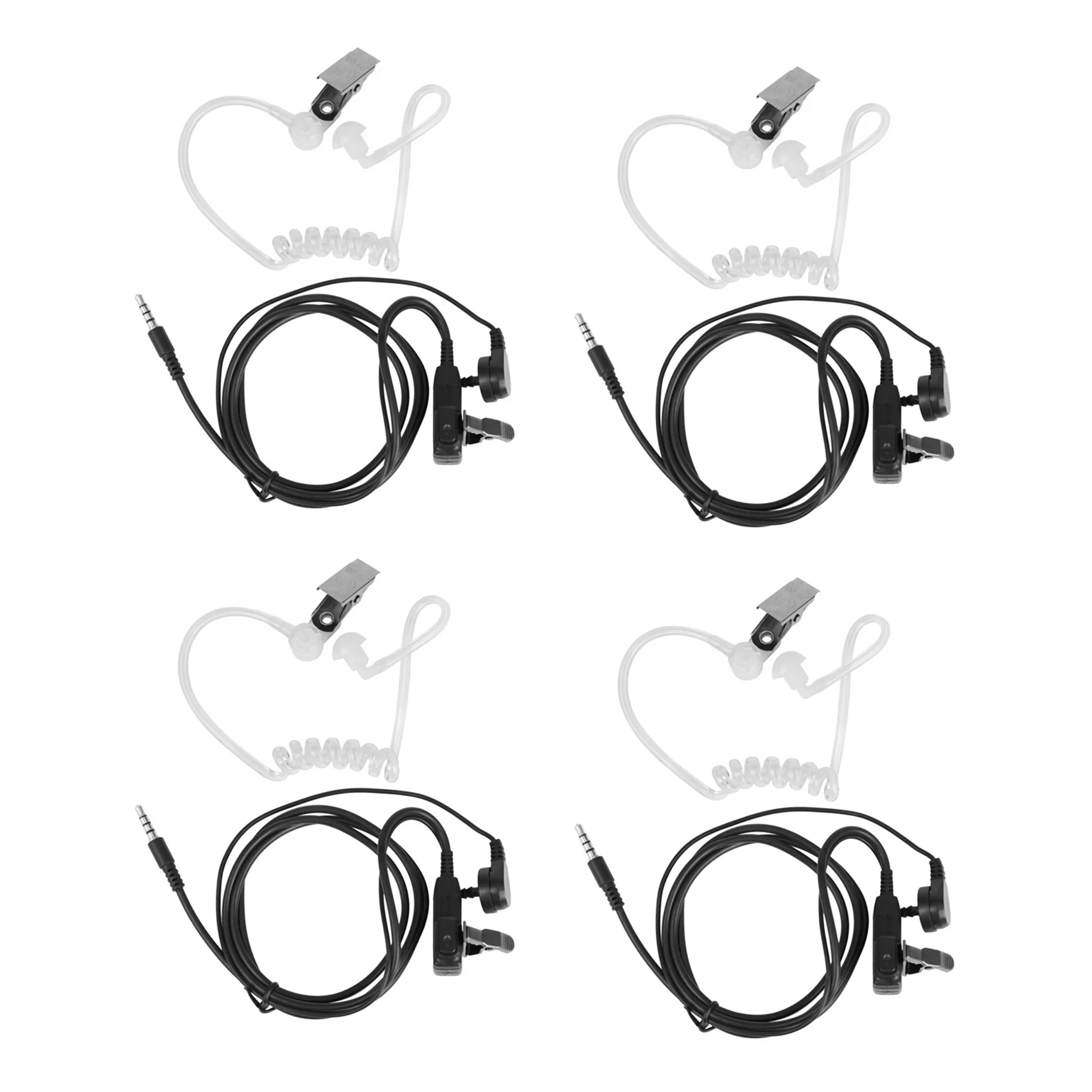 B04B-4X Surveillance Security Clear Coiled Acoustic Air Tube Earpiece PTT For Huawei HTC Sony Mobile Phone