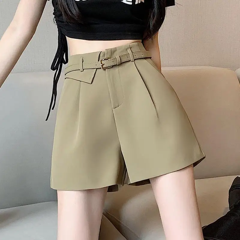 Women's Summer Style Wear Spring Fashion Slimming All-in-one A-line Pants Wide Leg Casual Pretty Pants High-waisted Suit Shorts