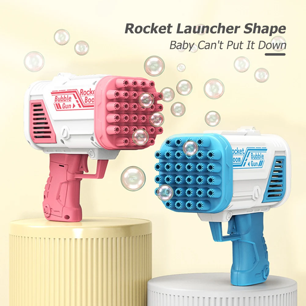 32 หลุมอัตโนมัติ Bubble Machine กลางแจ้ง Bubble ของเล่น LeakProof ไม่มีของเหลวเด็กไฟฟ้า Bubble Gun Rocket สบู่ของเล่น