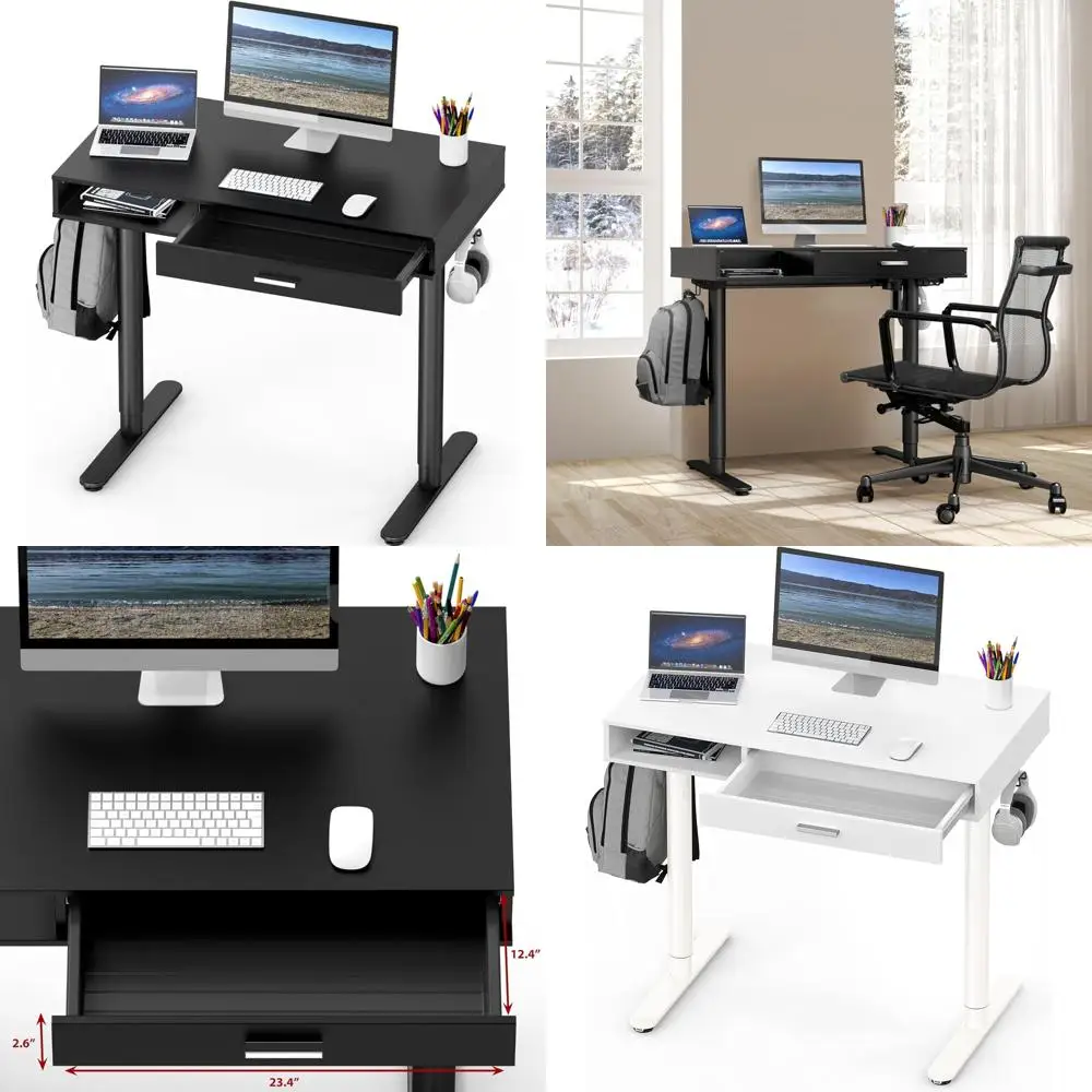 

Adjustable Height Claire Electric Standing Desk 40 Inches with Drawer, Black