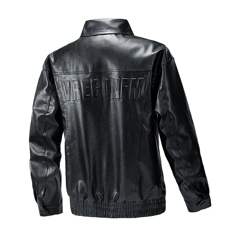 سترة جلدية فضفاضة ومريحة وعصرية وعصرية وياقة كلاسيكية مريحة ومتعددة الاستخدامات وقابلة للتنفس للخريف والشتاء