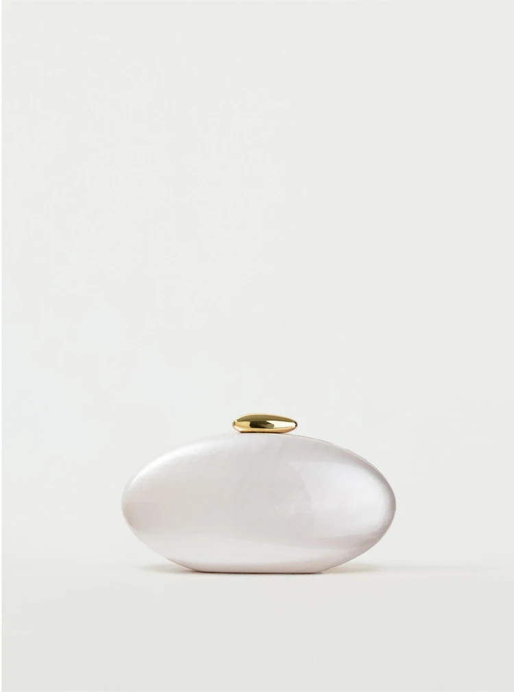 Egg shape Clutch Bag Acrylic purse women wedding evening party cute ivory pearl color purse handbag summer new 2024