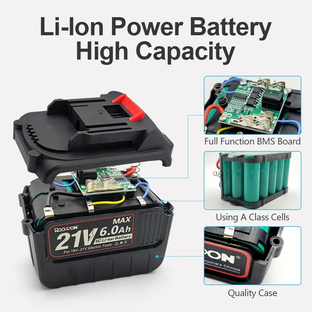 Rechargeable Li-lon Battery 6.0Ah 4.0Ah 2.0Ah For Makita 18V 21V Power Tools Replacement Electric Tools Lithium Ion Battery