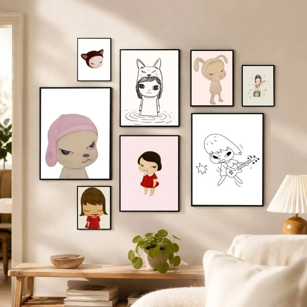 Cute Y-Yoshitomo N-Nara  Poster Waterproof Wall Art Sticker For Bar Living Room Vintage Decor High Quality Print Gift