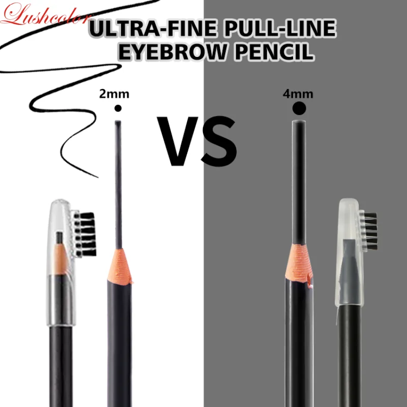 Lushcolor 2 mm ultrafeiner Pull-Line-Augenbrauenstift, glatt, einfach zu färben, wasserfest, schweißbeständig, langlebige Augenbrauenkosmetik