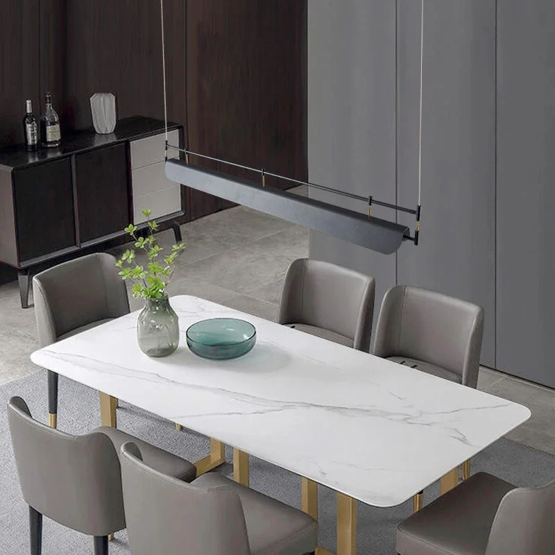 

SANDYHA Italian Designer LED Pendant Lamp Chandeliers for Dining Room Kitchen Island Bar Home Decor Art Strip Light Modern