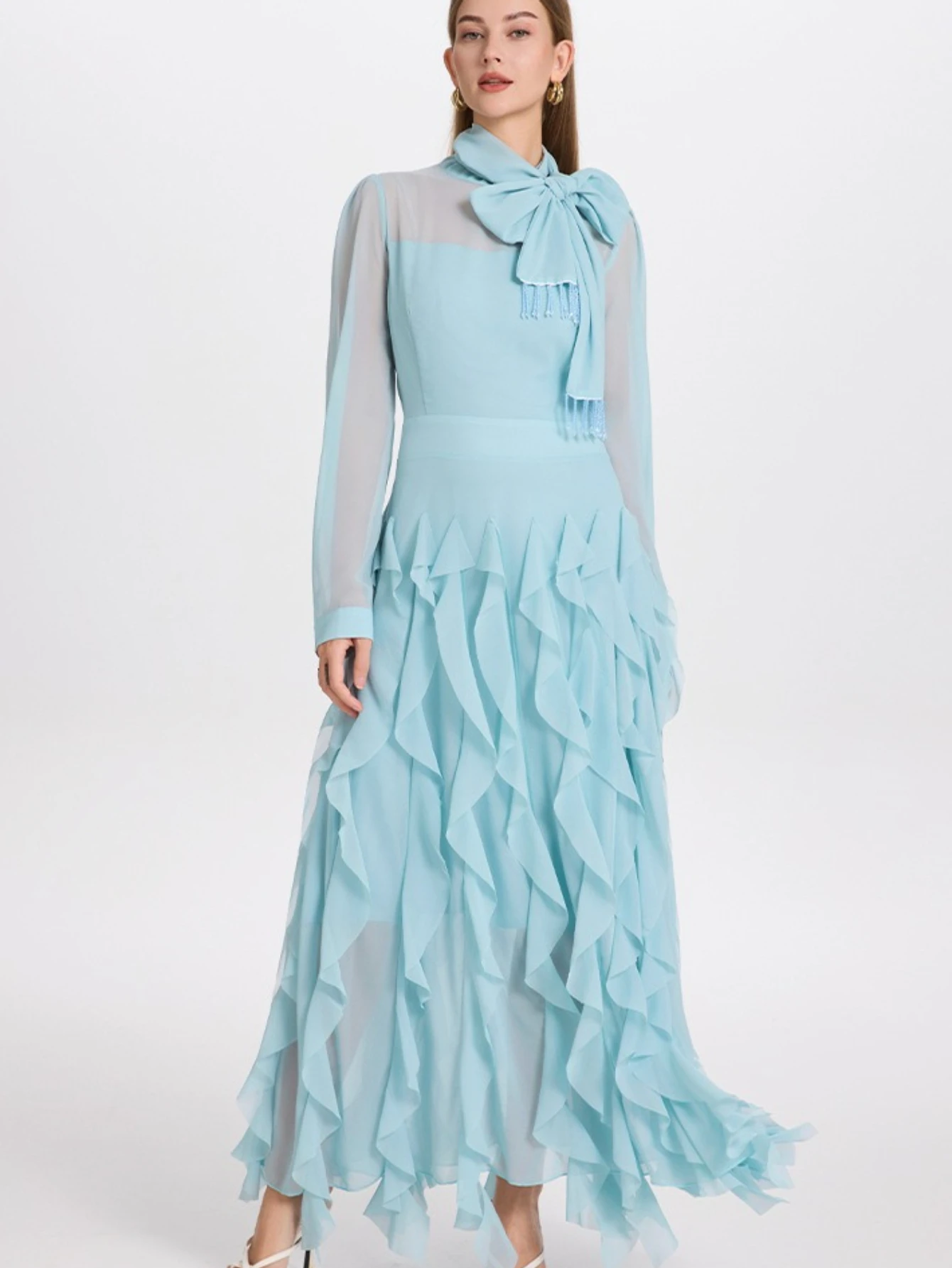 

Женское платье для праздника Ид, мусульманская абайя, праздничные платья, джалабия с рюшами, длинное платье с завязками, марокканский дубайский кафтан, исламская арабская абайя.