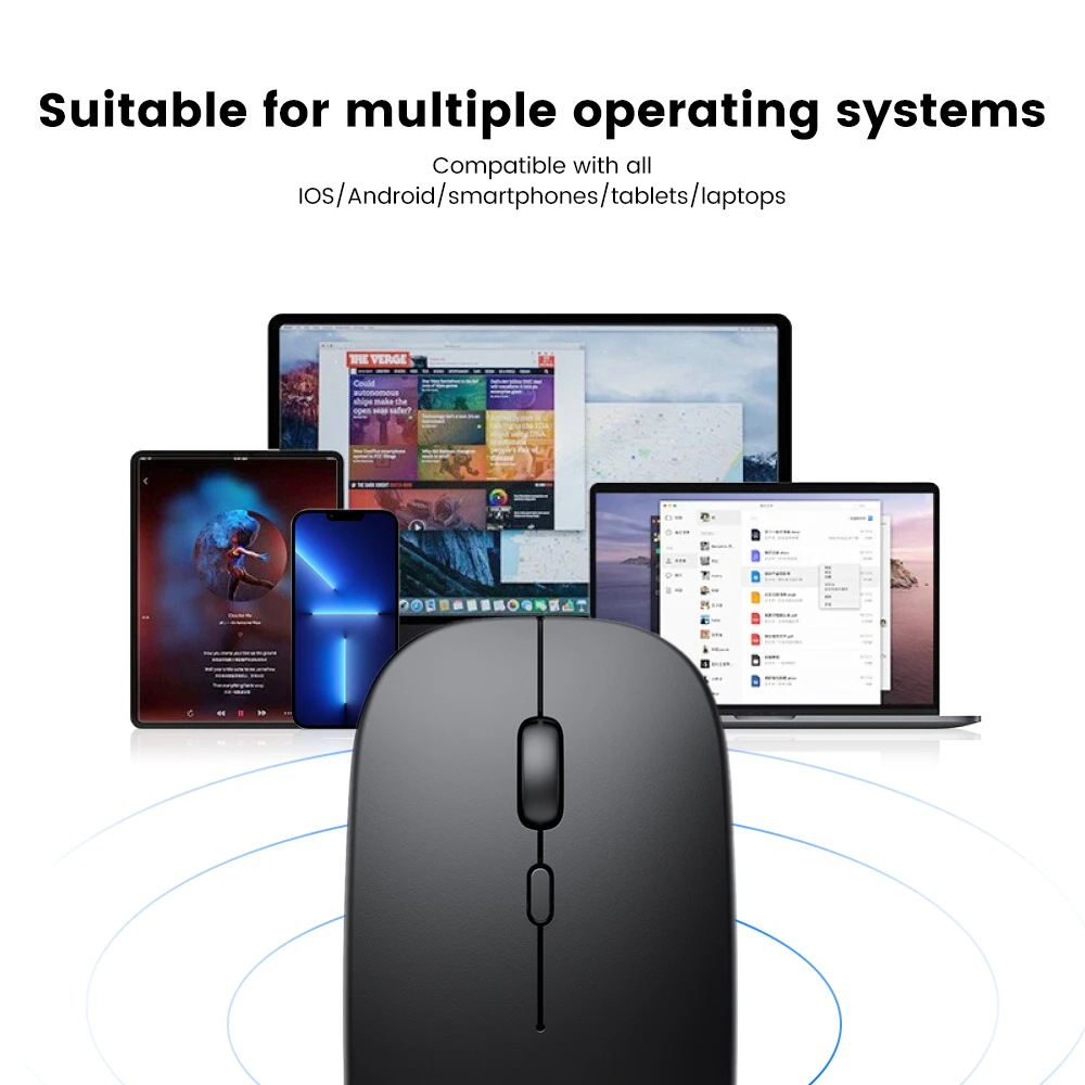 충전식 무선 블루투스 마우스, 컴퓨터 인체 공학적 미니 USB 마우스, 2.4Ghz 무소음 맥북 광학 마우스, 노트북 PC용