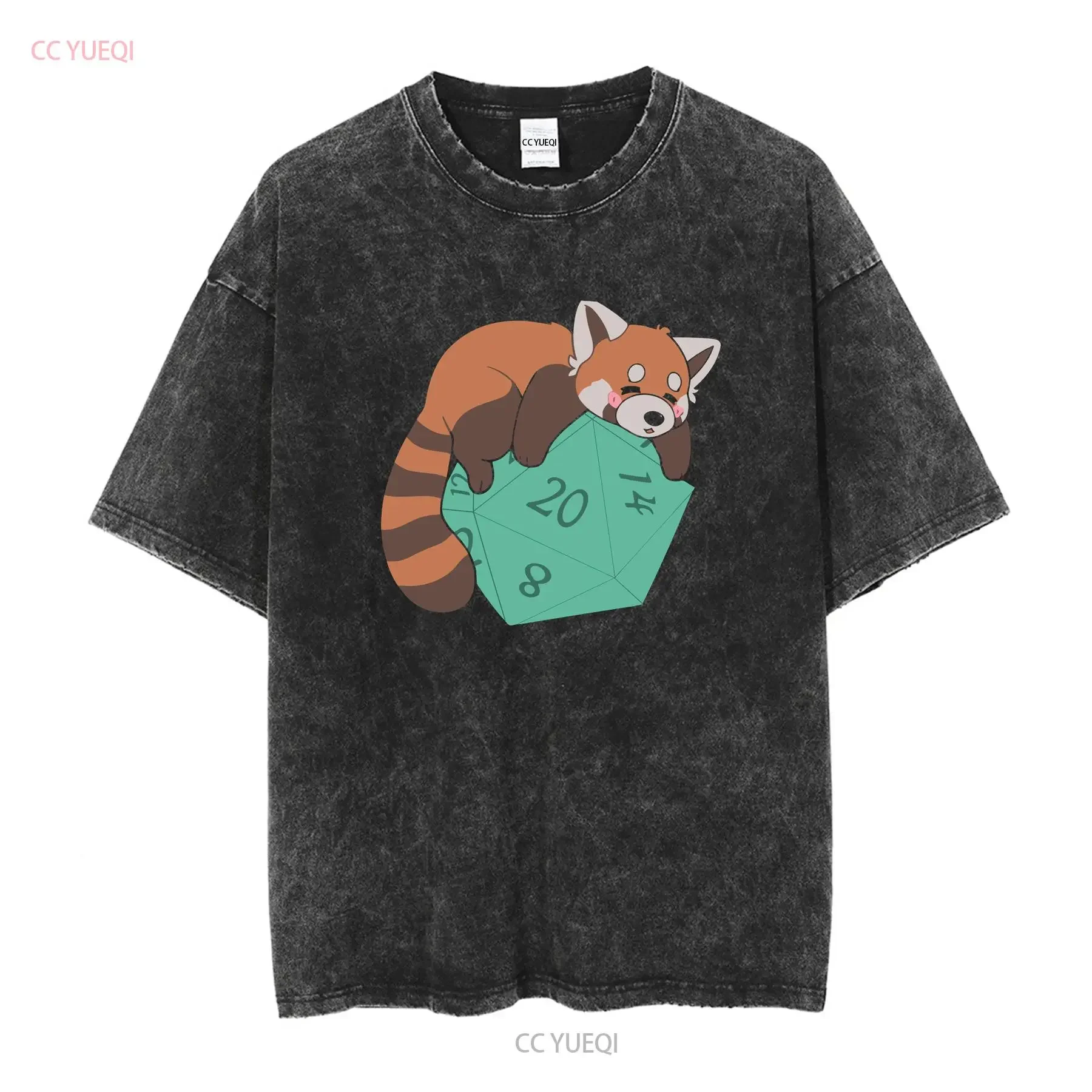 DnD Red Panda T Shirt D20 Dungeon Master Tabletop Gaming Bord Games vintage Washed Unisex Stretched homme designer clothes - view 2