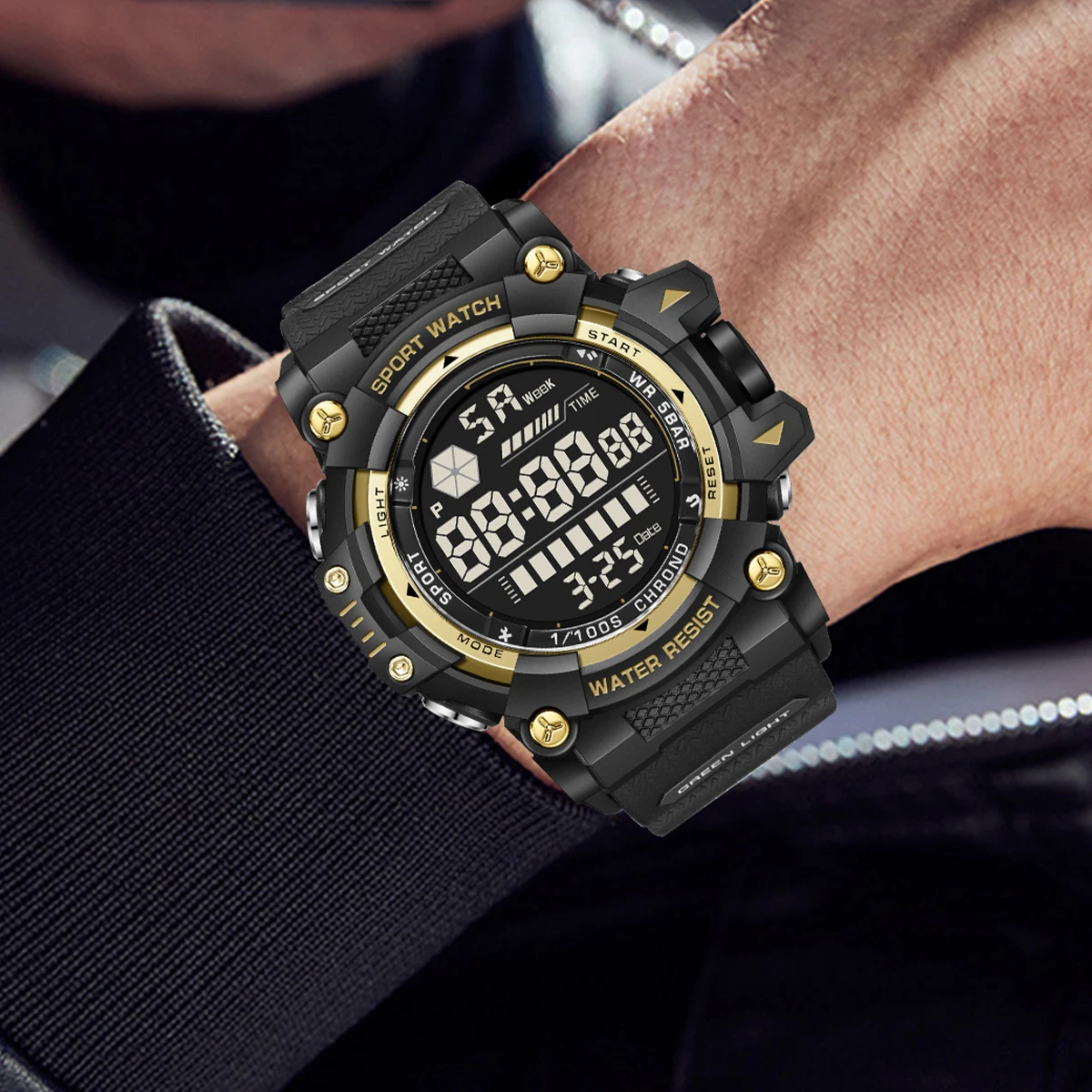 FOXBOX Military Casual Sport Electronic Man Watch Silicone Strap Outdoor Digital Wristwatch 30M Waterproof Fashion Alarm Watches