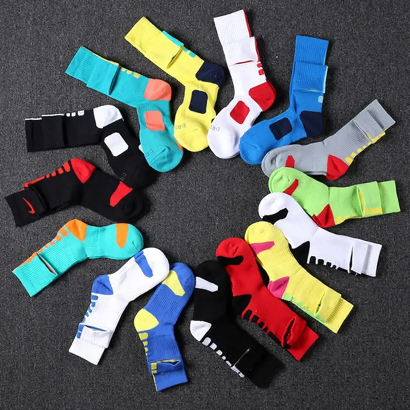 

Basketball Socks Men's Sports Sock Long High Tube 80 Cotton Towel Bottom Elite Socks Hook Sweat-absorbing and Breathable