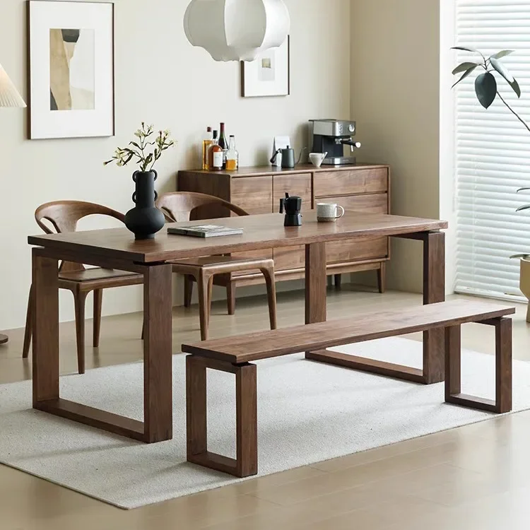 North American black walnut dining table modern simple all-solid wood rectangular large board workbench desk large tea table