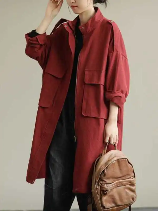 

Аутлеты больших размеров, свободная осенняя одежда, дизайн средней длины, длинное пальто све, женская ветровка Faion