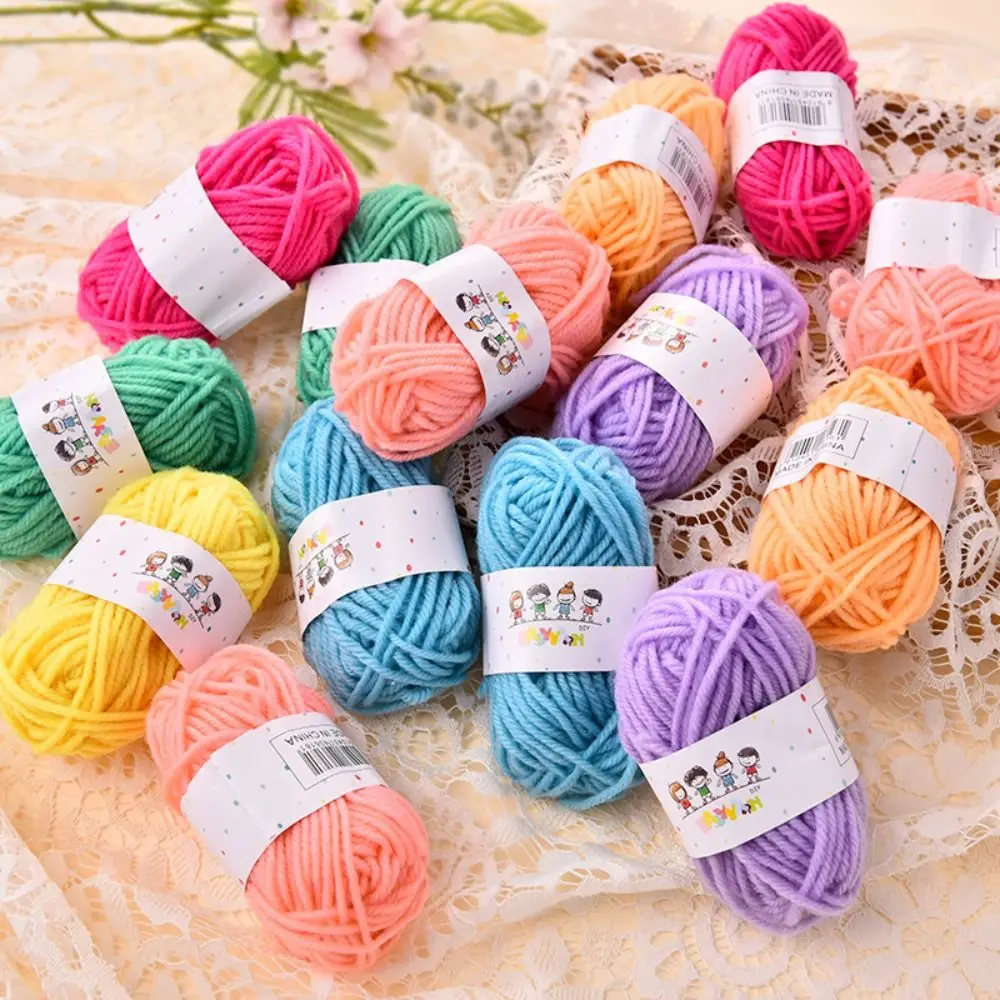 12Pcs Handmade Knitting Acrylic Yarn Soft Multicolored Wool Crochet Yarn Kids Crafts Yarn Ball Beginners