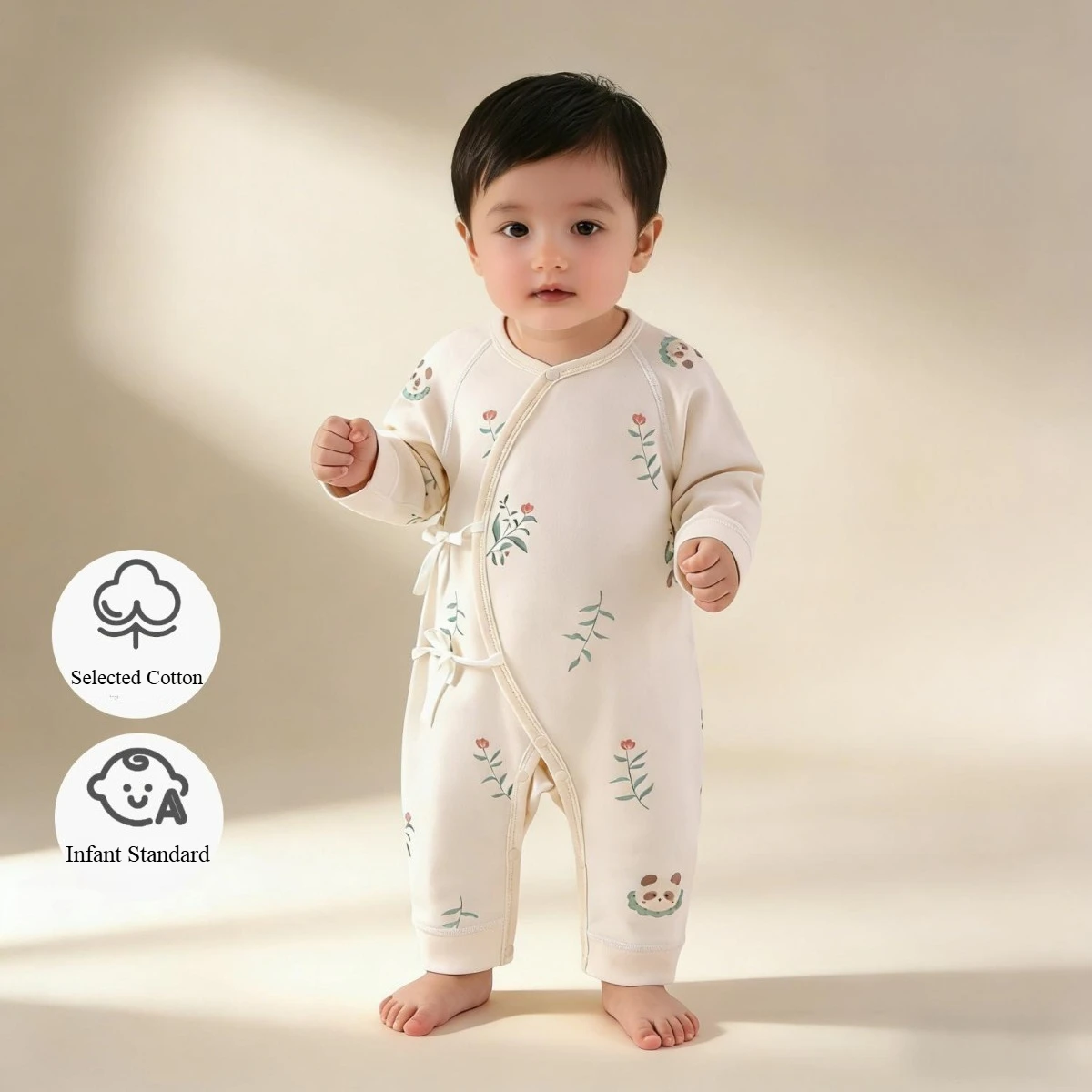 

0-6M Toddler Spring Fall Easy on Off Jumpsuit Baby Boy Girl Pure Cotton Breathable Romper Infant Casual Cute Printed Knit Onesie