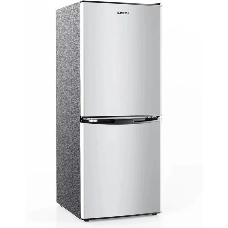 BANGSON Small Refrigerator with Freezer, 4.0 Cu.Ft, Small Fridge, 2 Door, with Bottom Freezer, Compact Refrigerator, Silver