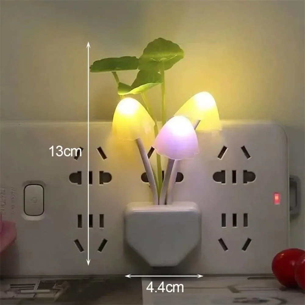 Mushroom Night Light LED Bedside Lamp EU / US Plug 7 Color Changing Light-controlled Sensor for Babyroom Bedroom Home Decor