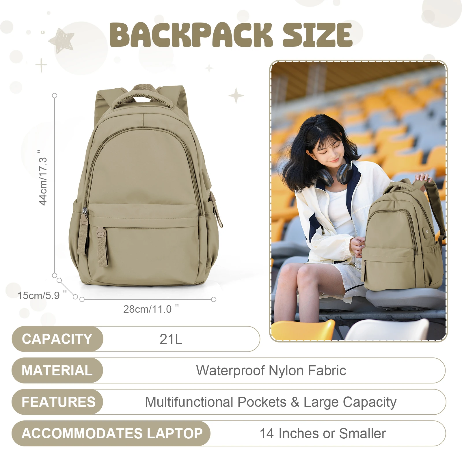 Trendy High School Girls School Backpack - With Multi Pockets - Perfect for Teenage Students, New Design Book Bag for Daily Use