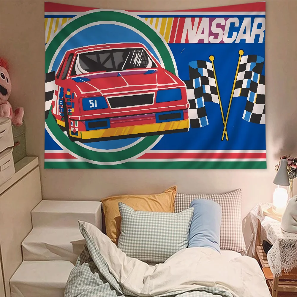 N-NASCARS Racing Car Printed Large Wall Tapestry Hanging Tarot Hippie Wall Rugs Dorm Home Decor