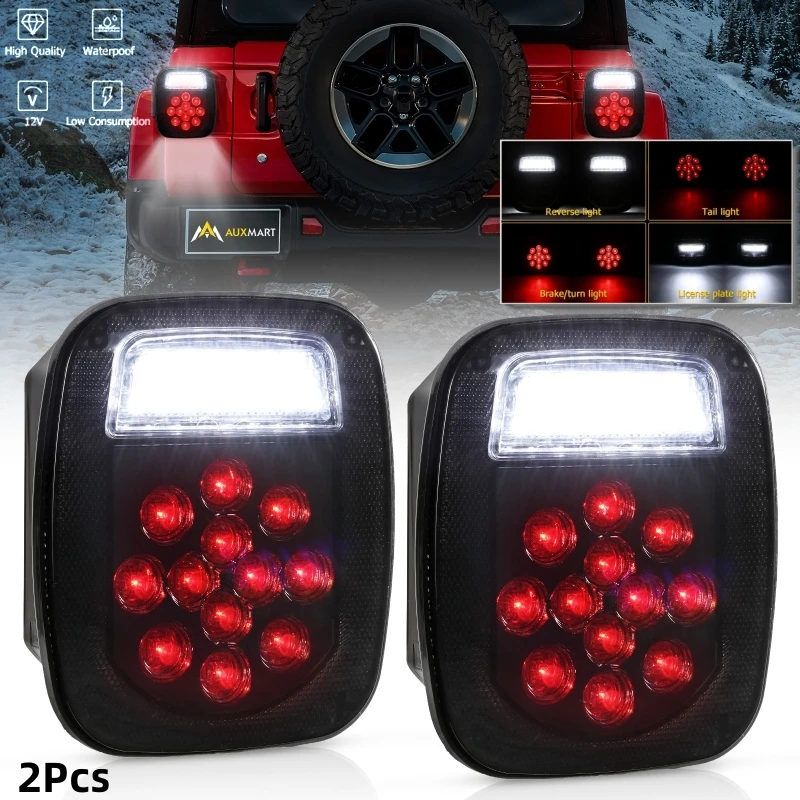 1Pair Universal  Square 39LED Car Tail Light Turn Tail Lamp Double Colors For Jeep Wrangler TJ CJ 76-06