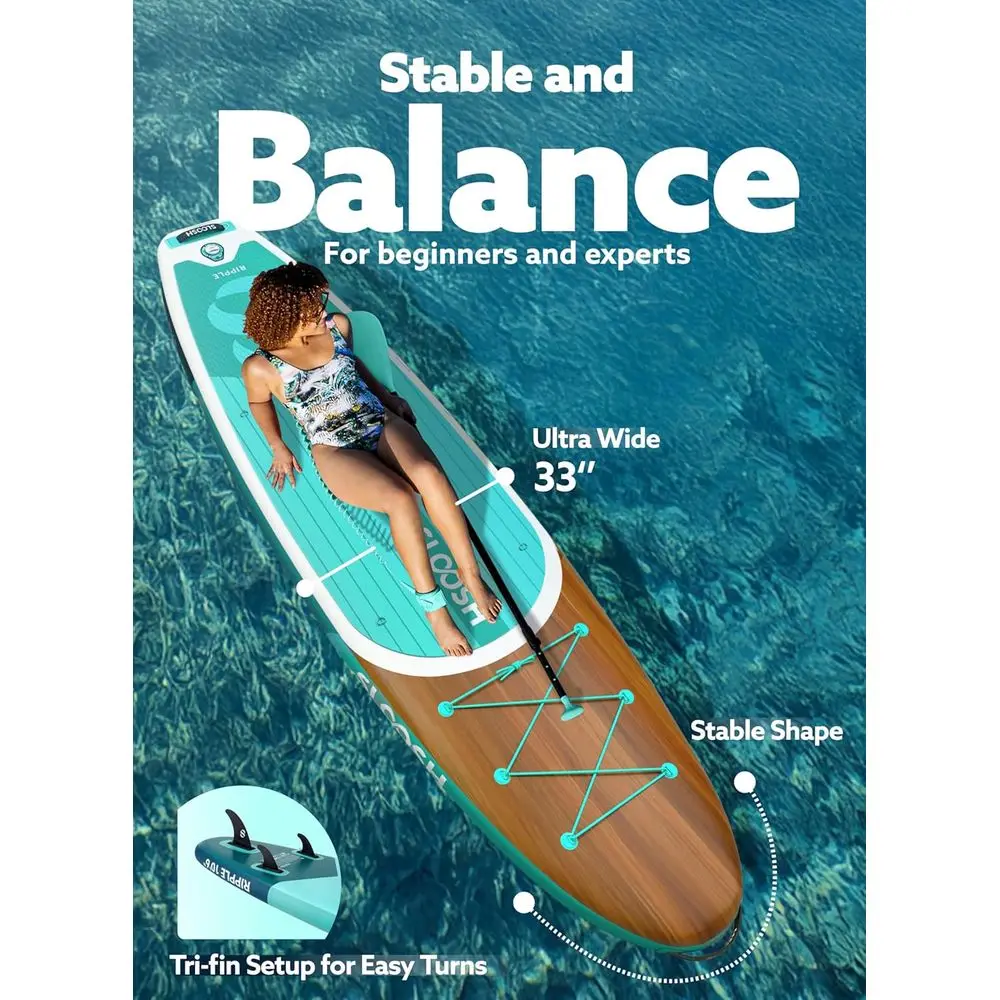 Inflatable Stand Up Paddle Board with Premium Accessories, Non-Slip Deck, Lightweight Bag, Easy to Inflate for All Skill Levels