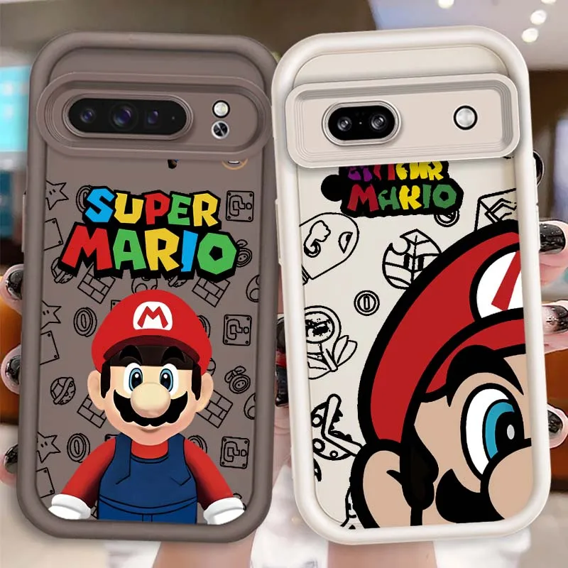 

Cartoon Super M-Mario For Google Pixel 9 8A 8 7 7A Pro XL 5G Eye Ladder Soft TPU Shockproof Cover
