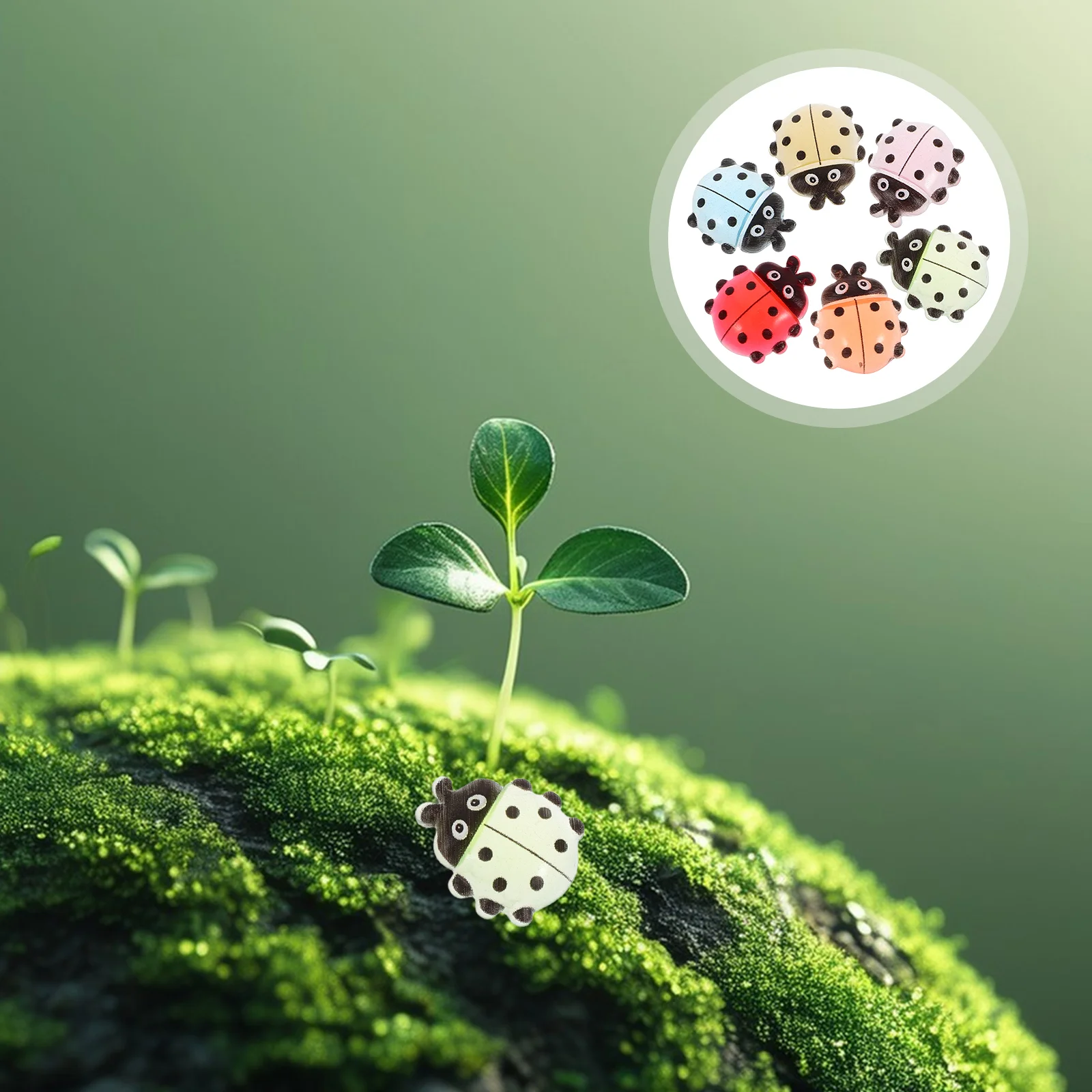 

18 Pcs Micro Landscape Ladybug Hide Crafts Decor DIY Resin Novalty Cake Topper Accessories Moss Garden Ornaments Outdoor