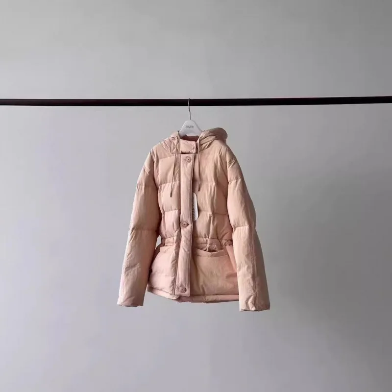 ERUME Dongda Gate 2023 Nieuwe Faion Thiened Winter Ganzendons Jaet Damesjas Capuchon Taille-Knipperende Ritssluiting Katoen