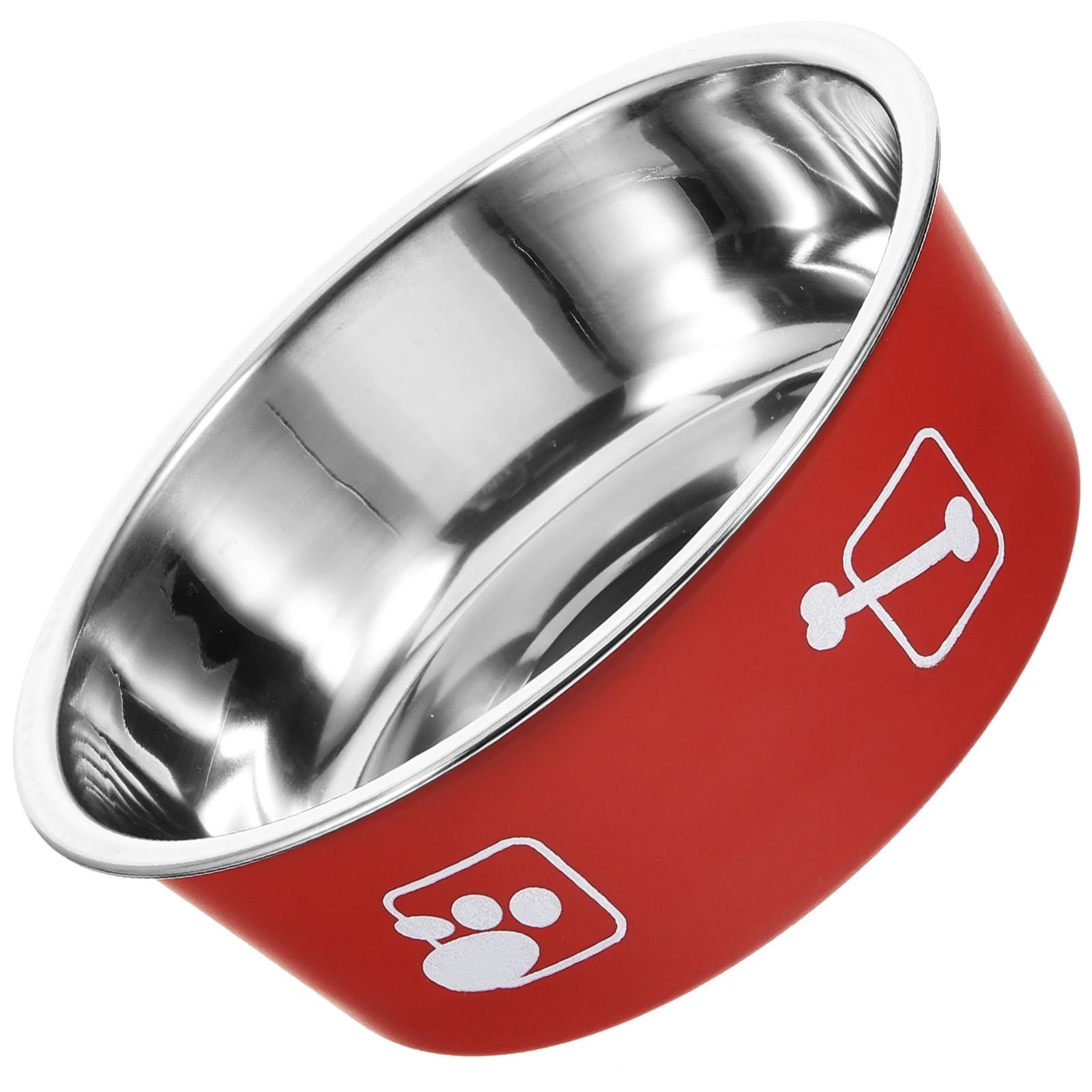 

Stainless Steel Dog Bowl M Size Brick Red Non Skid Puppy Feeder Large Capacity Easy Clean Pet Food Container Water Bowl
