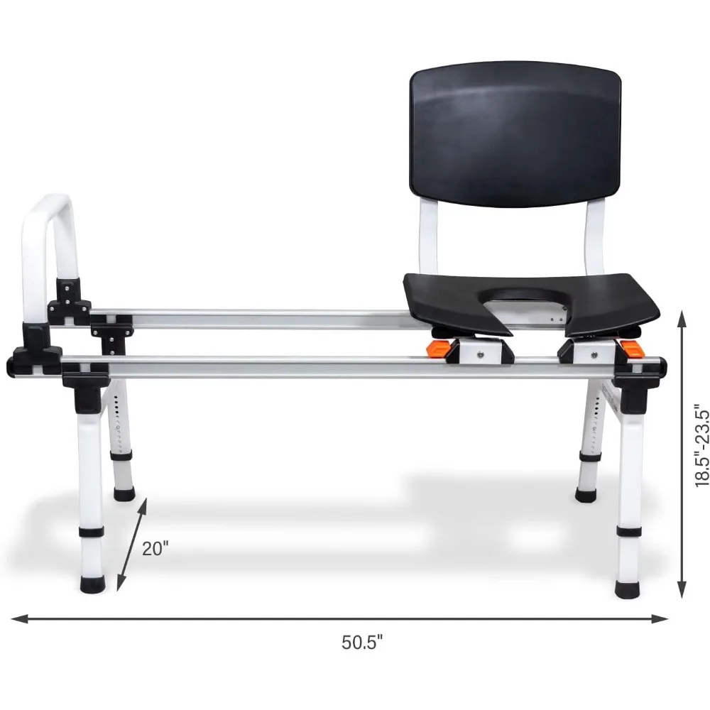 ShowerGlyde SG1 - Kompatybilny z FSA i HSA - Przesuwna krzesło prysznicowe - Ławka do przenoszenia się z wanny z poręczą i oparciem |   Wysoka jakość mobilności