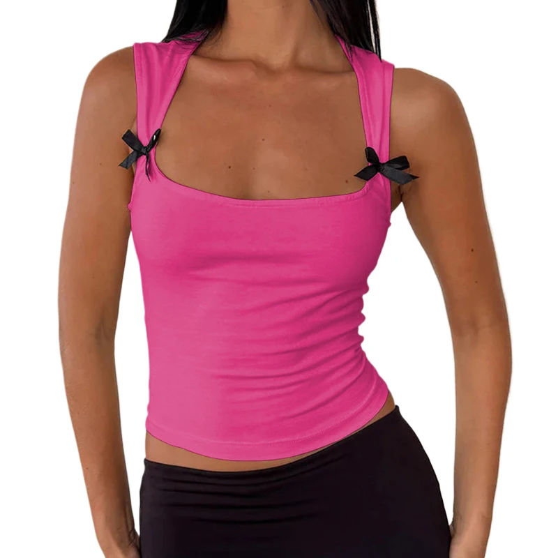 Tops con lazo para mujer, chaleco Sexy con cuello en U, Tops Pure Desire, prendas de punto de verano