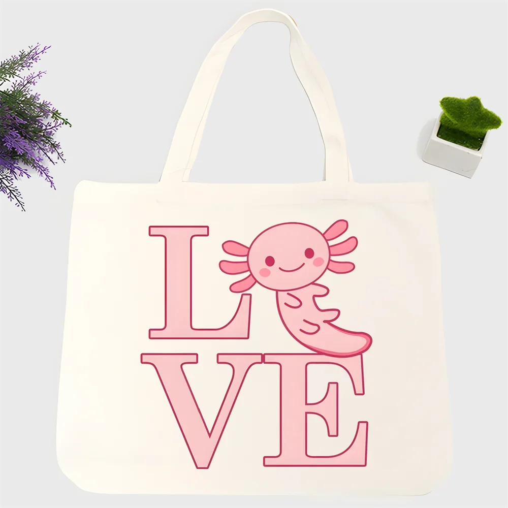 

Сумка для покупок с принтом «Анатомия мексиканского аксолотля Кавай», оригинальный дизайн, белая, унисекс, модная дорожная холщовая сумка