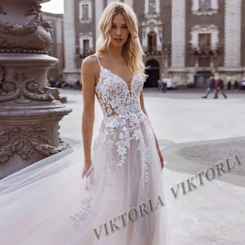 Vestido de noiva sem encosto na moda para as mulheres noiva 2023 sleepveless sweetheart A linha apliques de mariée drop shipping