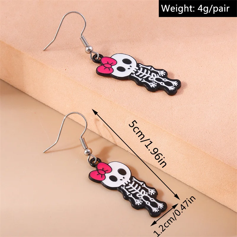 Aihua Fashion Halloween-Ohrringe, Emaille-Geister-, Skelett-, Kürbis-, Fledermaus- und Spinnen-Ohrringe für Damen, Halloween-Nacht-Party-Schmuck, Geschenke – Detail 4