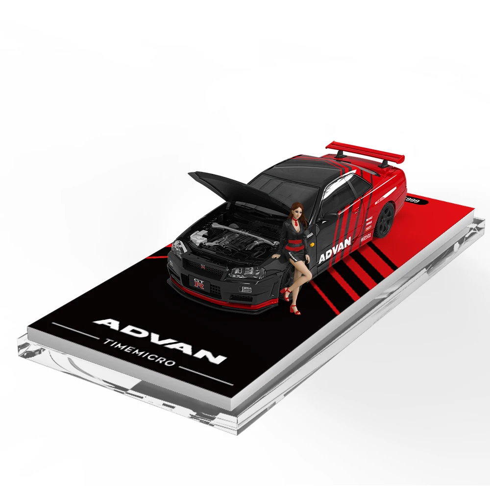 

TM 1:64 GTR34 Модель автомобиля из сплава с открытыми крышками Advan-стандартной формы
