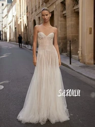 Fashion Backless Wedding Dress Illusion Sequined Bride Robe Customized A-line Floor-length Bridal Dresses Vestidos De Novia