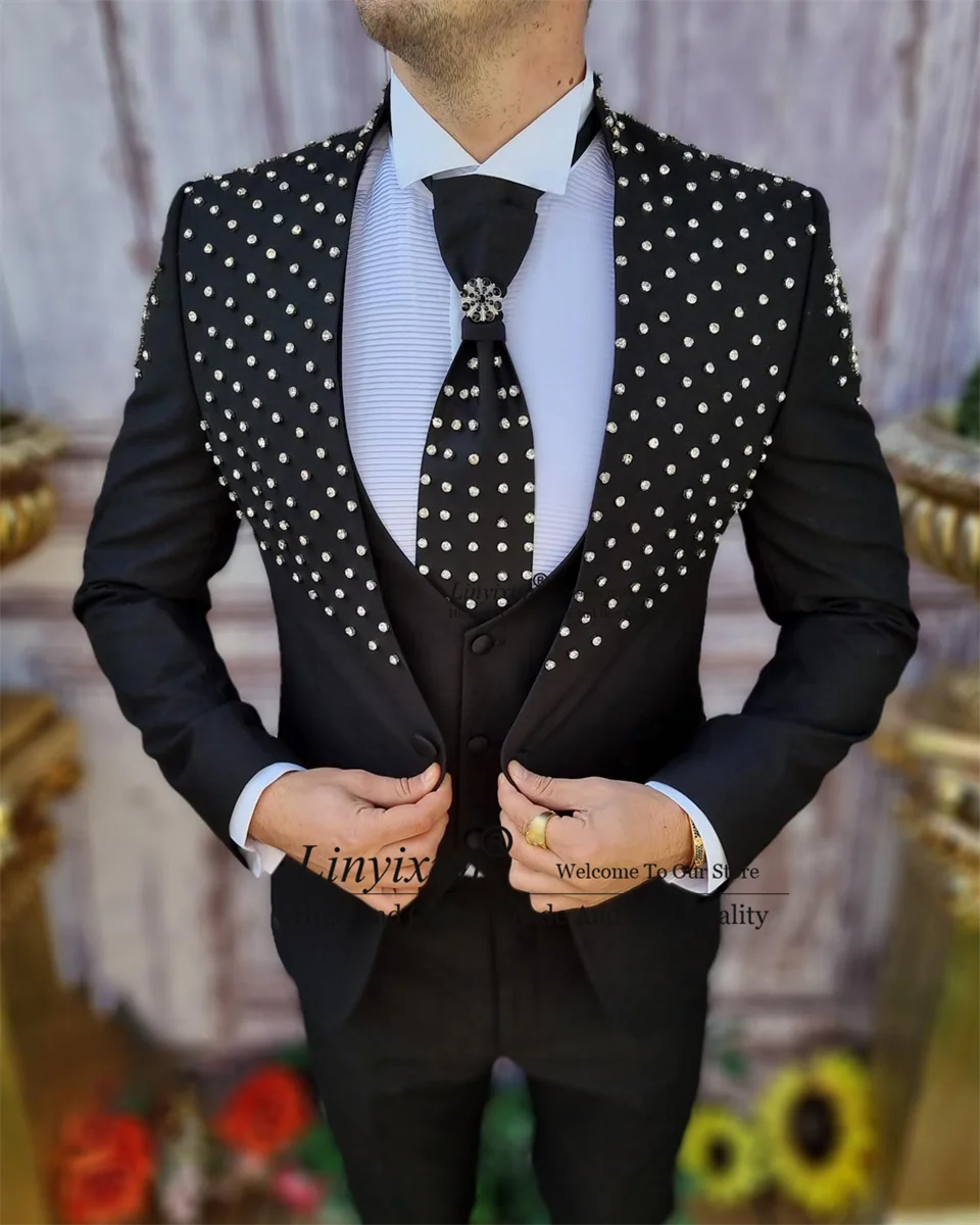 Designer Bespoke Men Suits 2 Pieces Sets Groom Wedding Tuxedos Dinner Prom Blazers Pants Outfit trajes elegante para hombres