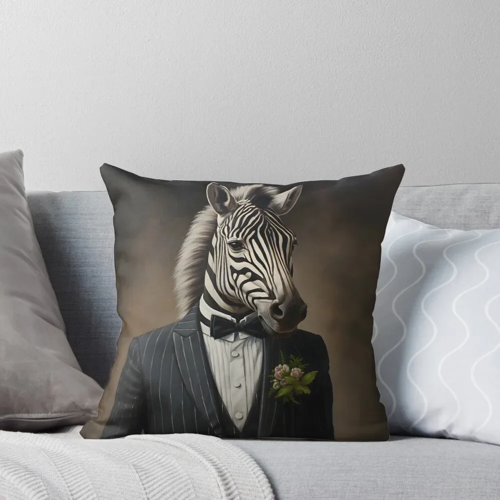 Zebra Portrait Dapper Animal Art Throw Pillow Christmas Pillowcase Anime pillow