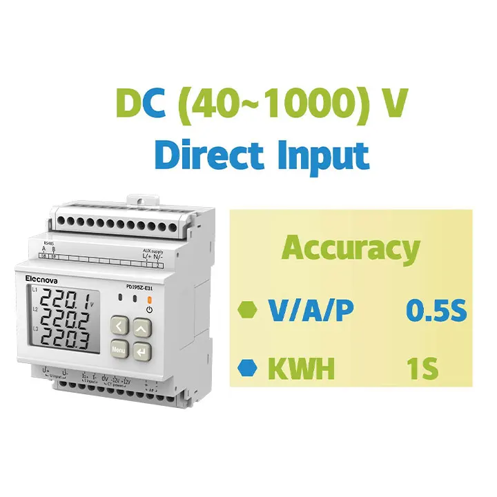 DC din rail mounted Multifunction power meter energy Meter  Lora RS485 solar