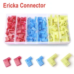 120PCS Nylon Insulated Flag Shovel Quick Break Wire Connector,90 Degree Electrical Female Crimp Terminal Set AWG22-10