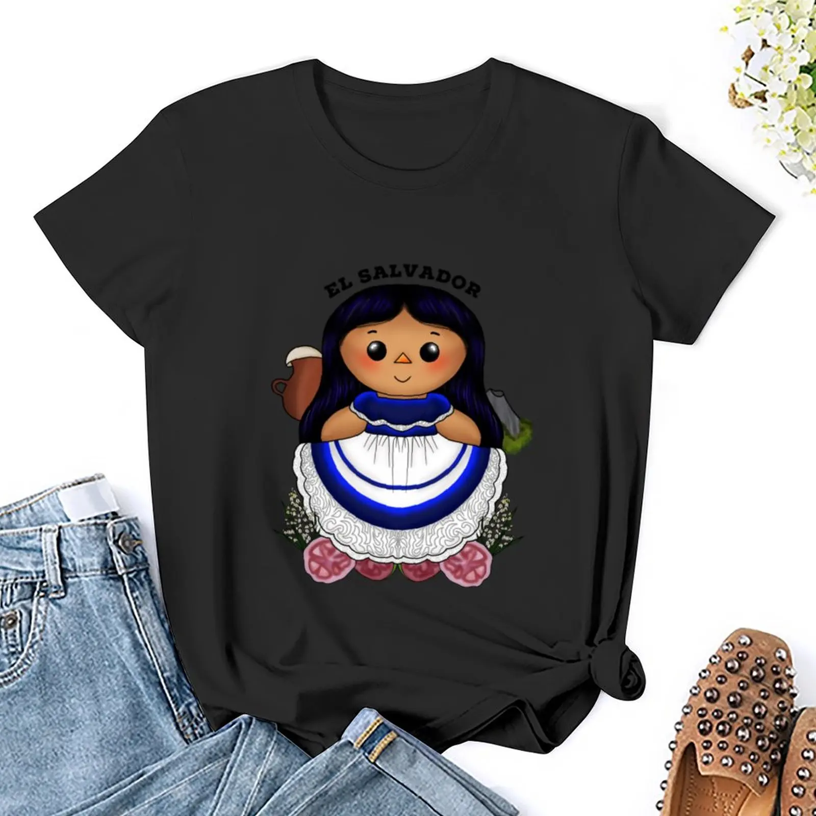 Camiseta de El Salvador para mujer, ropa estética, camisas ajustadas divertidas para mujer