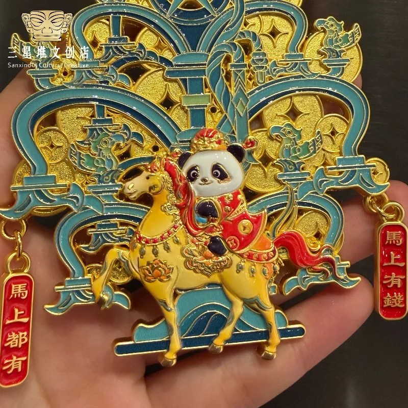 Fridge Magnet Panda Huahua Metal Refrigerator Sticker Travel Souvenir Scenic Gift Chinese Characteristic Collectible Decoration